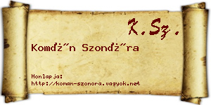 Komán Szonóra névjegykártya